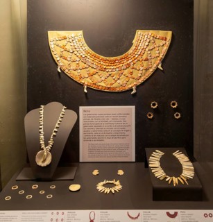 Shell necklaces from Calakmul, Mayan archaeological museum, Fort San Jose, Campeche, Mexico