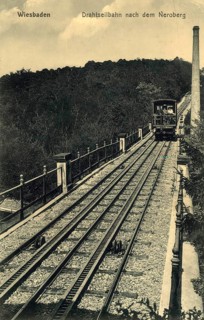 Historical postcard, picture postcard, cable railway to the Neroberg, Wiesbaden, Hesse, Germany,
