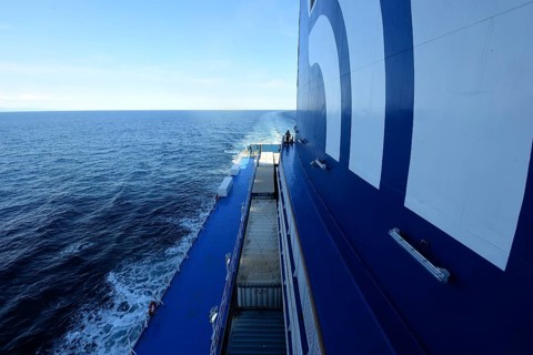 A car ferry of the GNV shipping company on its way from Palermo / Sicily shortly in front of