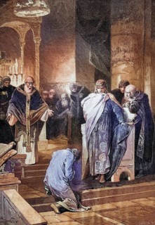 Otto I, the Great, 912, 973, forgives his brother Henry at Christmas 941 in the Frankfurt Palatine