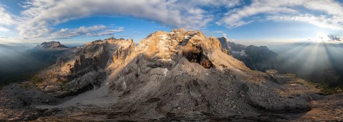 360 degree alpine panorama, aerial view, impressive mountain peaks of the Brenta Mountains, Brenta,