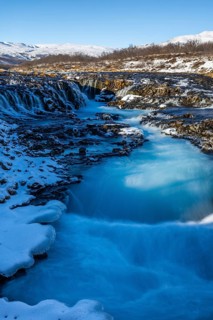 Brúarfoss, waterfall, snow, winter, Golden Circle, Iceland, Scandinavia