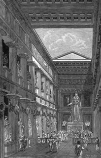 Reconstruction of the Parthenon-Temple, Interior view, dedicated to the Greek goddess Pallas Athena