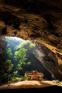 Temple in a stalactite cave, Phraya Nakhon Cave, Khao Sam Roi Yot National Park, Hua Hin, Prachuap