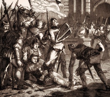 Injured Pope Lucius II, Pope from 9 March 1144 to his death in 1145