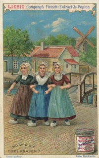 Series of search pictures, Where are the three boys, Liebig picture, digitally restored