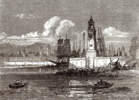 Der alte Leuchtturm, Hafen von Barcelona, Spanien, 18. Jahrhundert