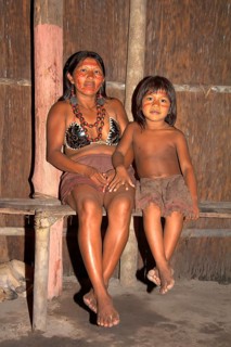 Portrait of an Indian woman from the Dessanos tribe with her daughter, Rio Taruma, Manaus, Amazon