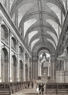 Interior, Dome of Les Invalides, Paris, antique steel engraved print, 1831