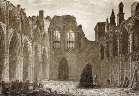 Holyrood Abbey, eine verfallene Abtei der Canons Regular in Edinburgh, Schottland, 19.