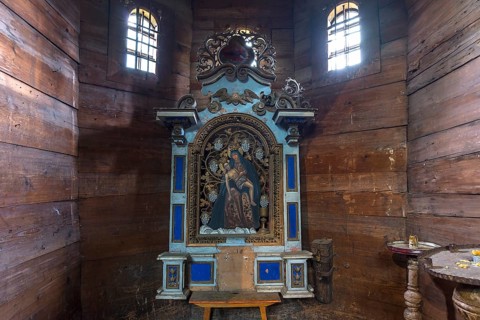 Side altar in the St. George Orthodox Church, around 1500, wooden church, Drochobych, Ukraine