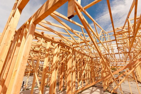 New Construction Wood Home Framing Abstract