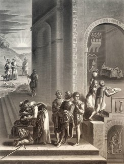 The Parable of the Prodigal Son, Return of the Prodigal Son, New Testament, steel engraving 1853,