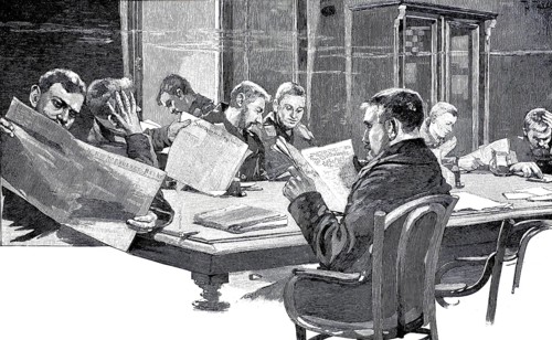 In the Seamen's House in Kiel, the reading room, 1890, Germany, illustration, reproduction from a