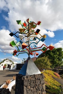 Colourful wind chimes at the entrance, former home of the artist, Fundacion Cesar Manrique,