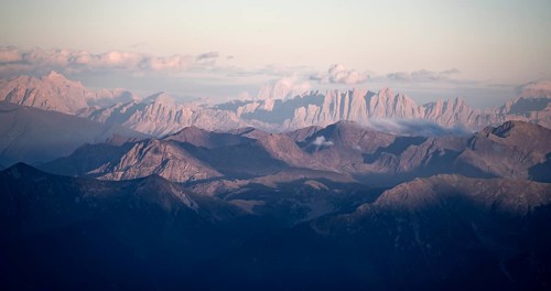 Mountain panorama at sunset, Stubai Alps, South Tyrol, Italy