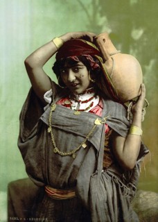 A Bedouin woman in Tunis, Tunisia, around 1895, Historical, digitally restored reproduction from a
