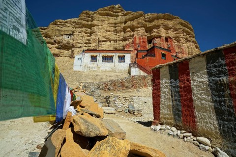 Nepal. Landlocked country in the Himalayas, Mustang, Mountains, The monastery in Garphu