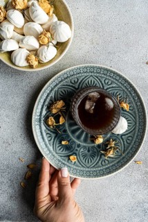 Indulge in homemade vanilla mini zephyr-marshmallows filled with delectable rose jam Paired