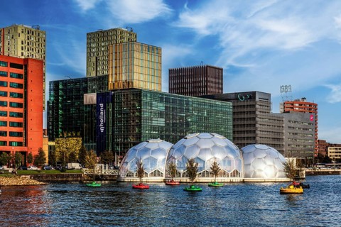 Modern architecture in the city panorama, Rotterdam, the Netherlands