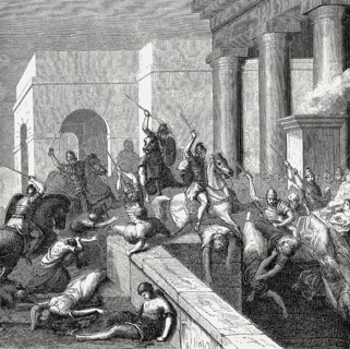 Gnaeus Pompeius Strabo and his soldiers fighting the forces of Marius and Lucius Cornelius Cinna,