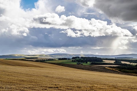 Scottish fields and farms, Southeast Scotland, UK