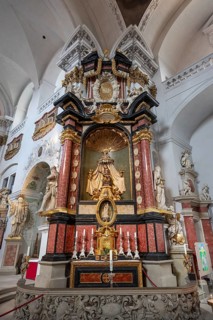 Side altar in the baroque church of St Martin, Grüner Markt, Bamberg, Upper Franconia, Bavaria,