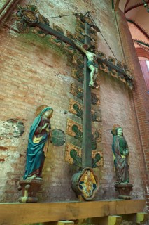 Triumphal cross group from St Georgen 1420, St Nikolai Church, late Gothic brick building, built