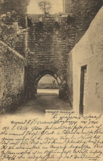 Historical postcard, picture postcard, Lutherpforte in Worms, Rhineland-Palatinate, Germany,