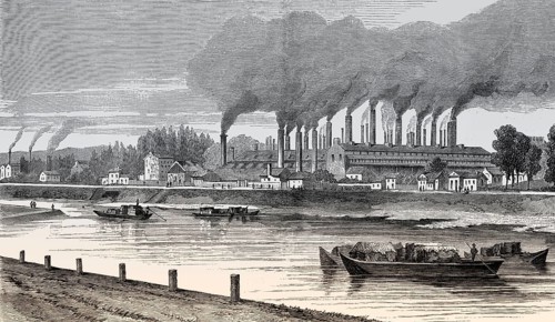 Iron foundry in Fourchambault, Nièvre department, France, 19th century