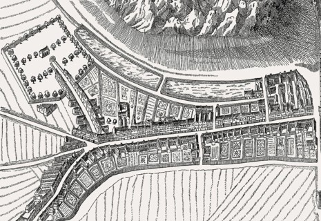 The suburbs of the West Port, Edinburgh, Scotland, by James Gordon of Rothiemay, 17th century