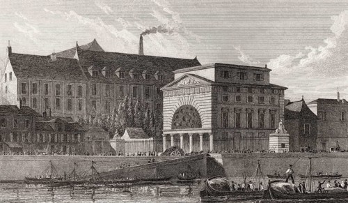 Barriere de Passy, Paris, antique steel engraved print, 1831