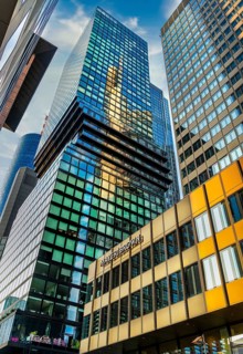 Tower blocks and office buildings in the centre of the Main metropolis of Frankfurt, Hesse, Germany