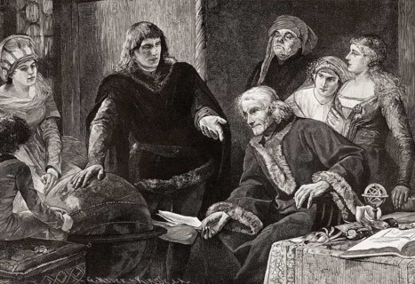 Martin von Behaim, German astronomer, showing his globe, Nuremberg, 1492