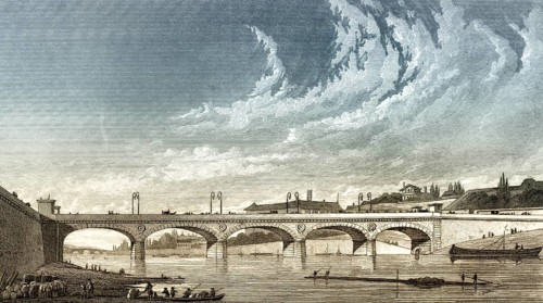 Pont d'Iéna, Paris, antique steel engraved print, 1831