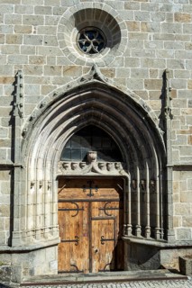 La Chapelle sur Agnon. Portal of church Saint Blaise. Natural regional park of Livradois Forez. Puy