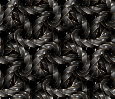 An intriguing seamless 3D geometric pattern that showcases an array of interlocking 4D rings in