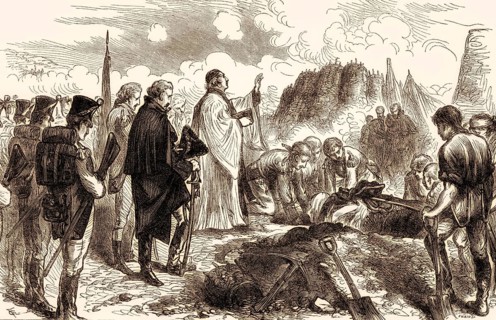 General Simon Fraser's funeral, 7 October 1777, Battle of Bemis Heights, Saratoga Campaign,