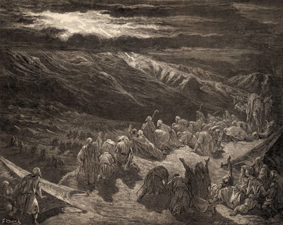 Law given to Moses at Sinai, woodcut by Gustave Doré