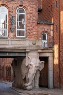Monumental stone elephant, elephant gate or elephant portal or Elefantporten, by architect Vilhelm