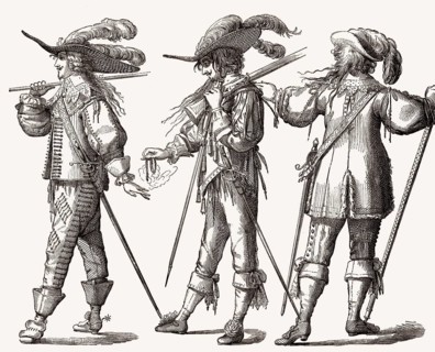 Französische Musketiere, 1635, französischer Offizier mit einer Hongreline, 1643