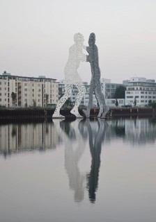 Molecule Man, monumental artwork in the Spree, artist Jonathan Borofsky, Berlin, Germany