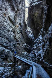 Winter, snowy landscape, hiking trail through the Breitachklamm gorge near Oberstdorf, Oberallgäu,