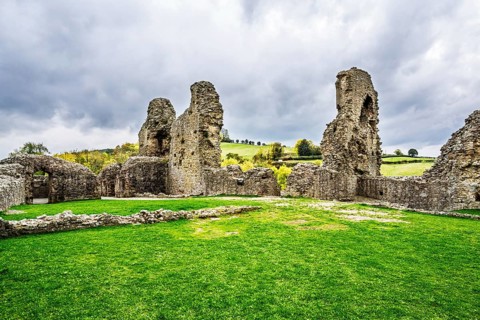 Ruins of Montgomery Castle, Montgomery, Powys, Wales, UK
