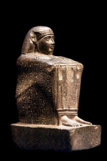 Block statue of the vizier Paser with emblems of the gods of Thebes, from the exhibition: Ramses