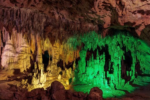 Limestone rock formations in a cave at Florida Caverns State Park in the Florida panhandle near