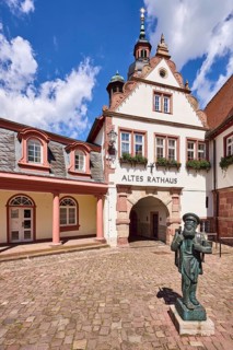 Old town hall, church tower, Erbach town church, historical buildings, sculptor Albrecht Glenz,