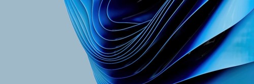 An abstract image featuring smooth, blue waves creating a dynamic and fluid structure. The elegant