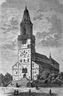 Turku Cathedral, formerly Abo, in Finland, in 1870, Historical, digital reproduction of an original