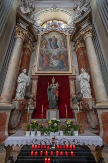 Marian altar of the parish church, founded in 1307, baroqueised in the 18th century, Schärding,